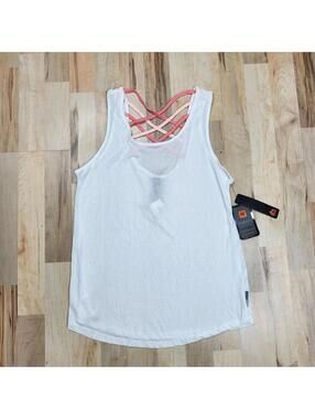 RBX Women's White Tank Top with Pink Crisscross Straps Medium NWT